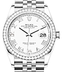 Datejust 36mm in Steel with Diamond Bezel on Steel Jubilee Bracelet with White Roman Dial