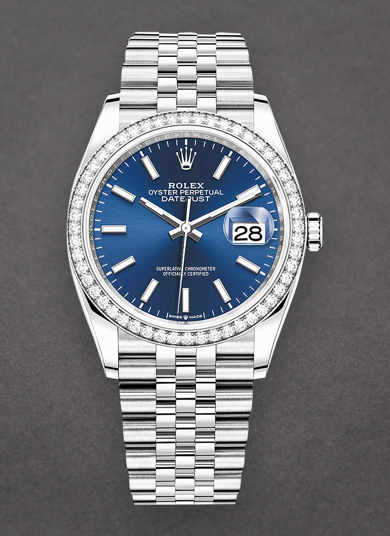 Rolex Unworn Datejust 36mm in Steel with Diamond Bezel