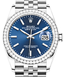 Datejust 36mm in Steel with Diamond Bezel on Steel Jubilee Bracelet with Blue Index Dial
