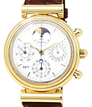 Da Vinci Perpetual Calendar Chronograph in Yellow Gold on Black Crocodile Leather Strap with White Dial