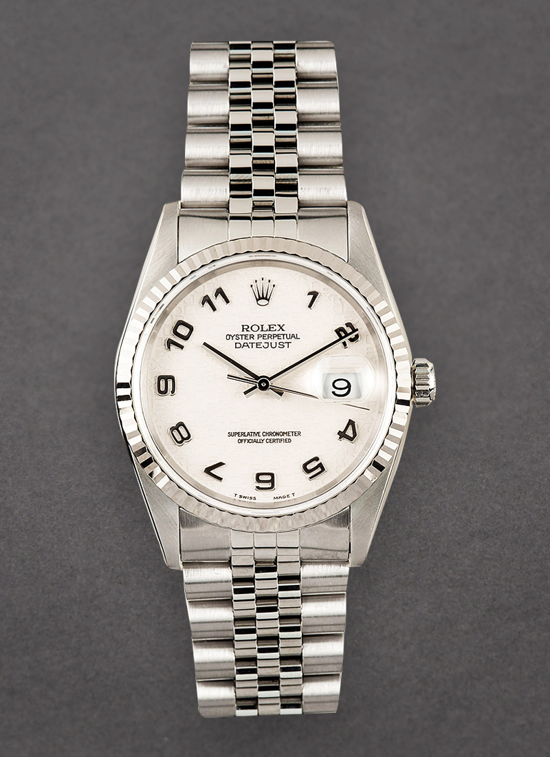 Pre-Owned Rolex Datejust 36mm in Steel with White Gold Fluted Bezel