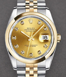 Datejust 2-Tone 36mm Men's with Domed Bezel on Jubilee Bracelet with Champagne Diamond Dial