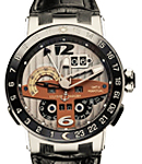 El Toro GMT Perpetual Calendar in Platinum with Ceramic Bezel on Black Crocodile Leather Strap with Gray Dial