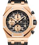 Royal Oak Offshore Chronograph in Rose Gold on Black Crocodile Leather Strap with Black Mega Tapisserie Dial