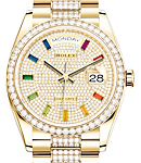 Day Date 36mm in Yellow Gold with Diamond Bezel on President Diamond Bracelet with Pave Diamond Dial