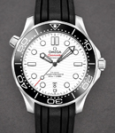 Seamaster Diver 300M Chronometer in Steel with Black Ceramic Bezel on Black Rubber Strap with White Dial
