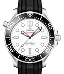 Seamaster Diver 300M Chronometer in Steel with Black Ceramic Bezel on Black Rubber Strap with White Dial