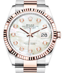 Datejust 36mm in Steel with Rose Gold Fluted Bezel on Oyster Bracelet with MOP Diamond Dial