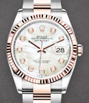 Datejust 36mm in Steel with Rose Gold Fluted Bezel on Oyster Bracelet with MOP Diamond Dial