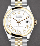 Datejust 31mm in Steel with Yellow Gold Domed Bezel on Jubilee Bracelet with White Roman Dial