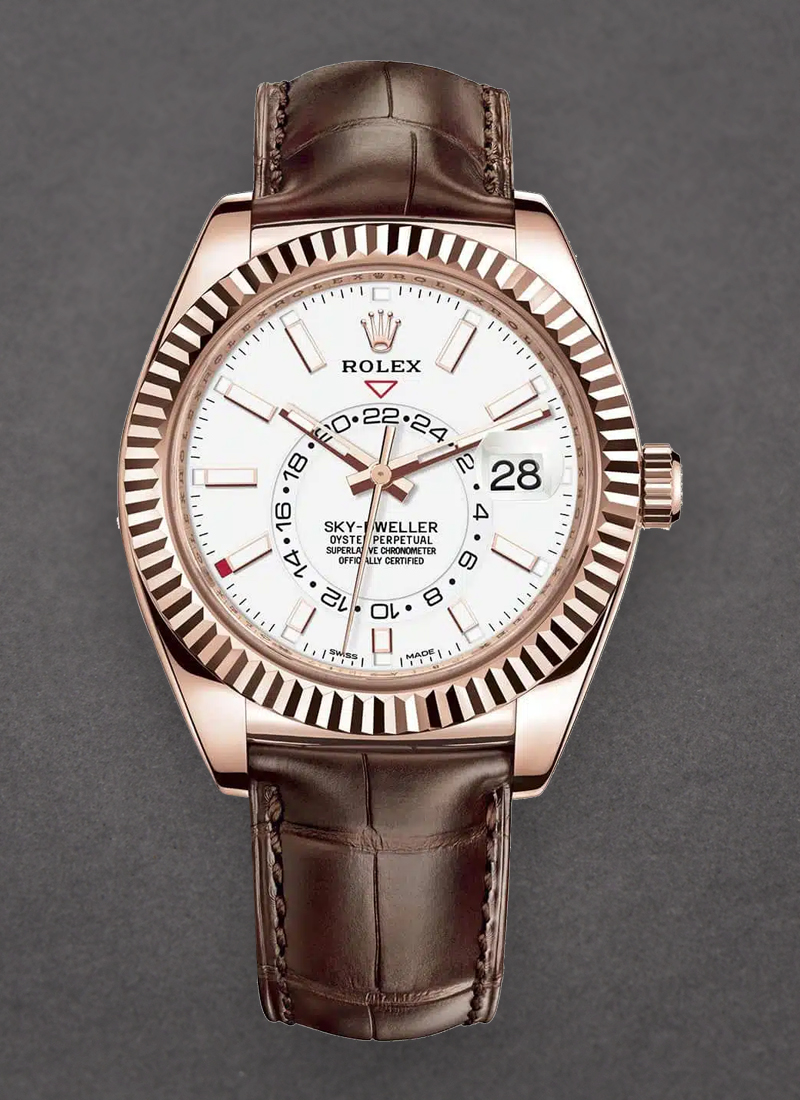 Pre-Owned Rolex Sky Dweller 42mm in Rose Gold with Fluted Bezel