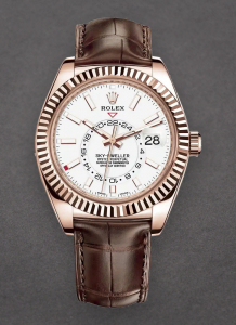 Pre-Owned Rolex 326135 Sky Dweller 42mm in Rose Gold with Fluted Bezel 326135