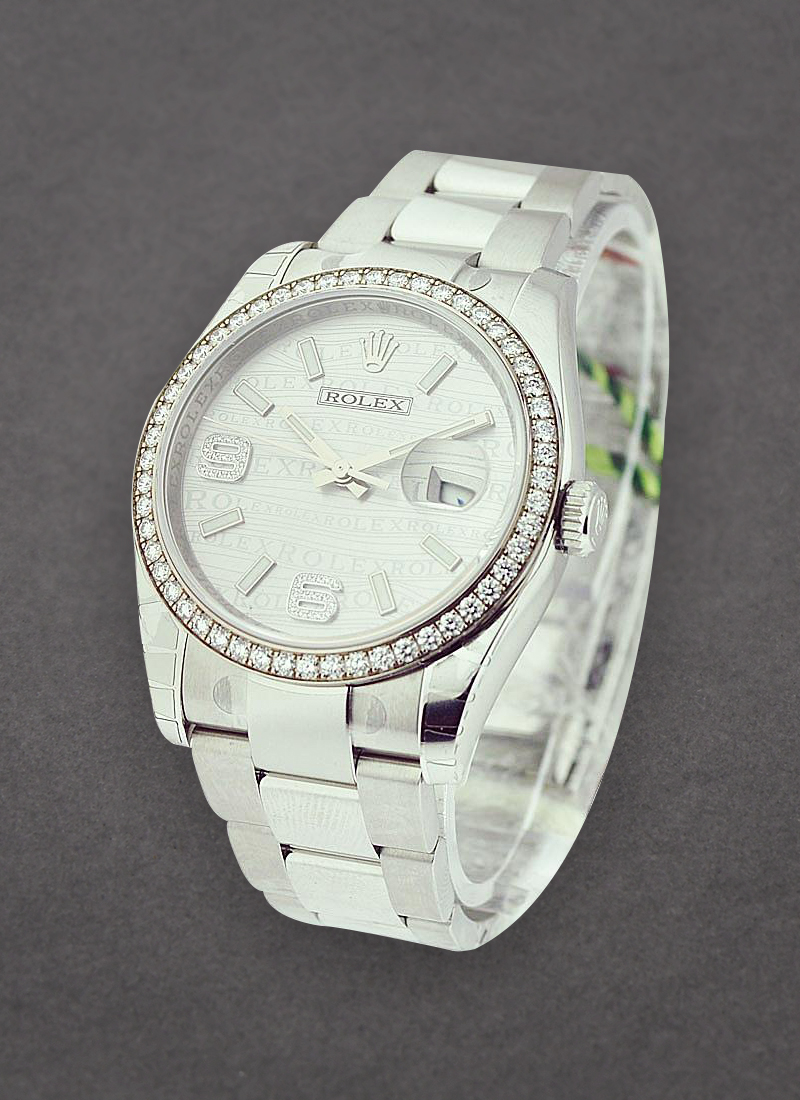 Pre-Owned Rolex Datejust 36mm in Steel with White Gold Diamond Bezel