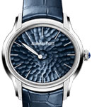 Millenary Philosophique Ladies 39.5mm in Frosted White Gold Automatic On Blue Crocodile leather Strap with Blue Hammered Dial