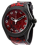 Corum Bubble Art in Stainless Steel with Black PVD On Red Python Leather Strap with Red/Black Python Dial