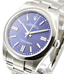 Oyster Perpetual 41mm in Steel with Smooth Bezel on Steel Oyster Bracelet with Blue Index Dial