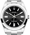 Oyster Perpetual  41mm in Steel with Smooth Bezel on Steel Oyster Bracelet with Black Index Dial