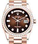 President Day-Date 36mm in Rose Gold with Diamond Bezel on President Bracelet with Brown Diamond Dial