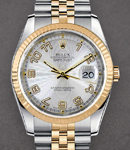 Datejust 36mm in Steel with Yellow Gold Fluted Bezel on Jubilee Bracelet with Silver Concentric Arabic Dial