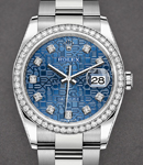 Datejust 36mm in Steel with Diamond Bezel on Oyster Bracelet with Blue Jubilee Diamond Dial