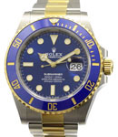 2-Tone 41mm Submariner with Blue Ceramic Bezel on Oyster Bracelet with Blue Dial