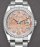 Datejust 36mm in Steel with Diamond Bezel on Oyster Bracelet with Pink Jubilee Diamond Dial