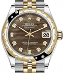 Midsize 31mm Datejust in Steel with Yellow Gold 24 Diamond Bezel on Jubilee Bracelet with Black MOP Diamond Dial