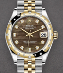 Midsize 31mm Datejust in Steel with Yellow Gold 24 Diamond Bezel on Jubilee Bracelet with Black MOP Diamond Dial