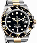2-Tone 41mm Submariner with Black Ceramic Bezel on Oyster Bracelet with Black Dial