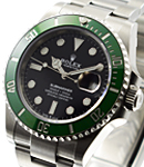 41mm Kermit Submariner with Date in Steel on Oyster Bracelet with Black Dial and Green Ceramic Bezel