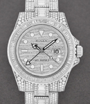 GMT Master II 40mm in White Gold with Baguette Diamond Bezel on Pave Diamond Oyter Bracelet with Pave Diamond Dial