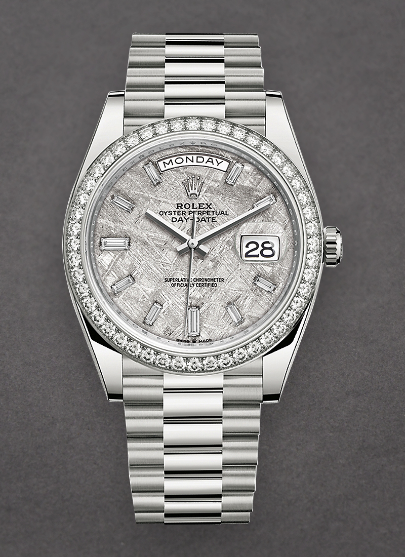 Pre-Owned Rolex Day Date 40mm in White Gold with Diamond Bezel