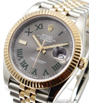 Datejust 41mm 2-Tone Steel and Rose Gold with Fluted Bezel on Jubilee Bracelet with Slate Green Roman Wimbledon Dial
