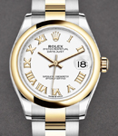 Datejust 31mm in Steel with Yellow Gold Domed Bezel on Oyster Bracelet with White Roman Dial