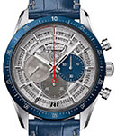 El Primero Rattrapante in Titanium with Blue Bezel on Blue Crocodile Leather Strap with Skeleton Dial