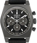 Chronomaster Chronograph 37mm in Titanium on Black Strap with Black Dial