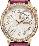 Egerie 35mm in Rose Gold with Diamond Bezel on Pink Crocodile Leather Strap with Silver Dial