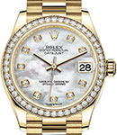 President 31mm in Yellow Gold with Diamond Bezel on President Bracelet with MOP Diamond Dial