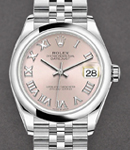 Datejust 31mm in Steel with Domed Bezel on Steel Jubilee Bracelet with Pink Roman Dial