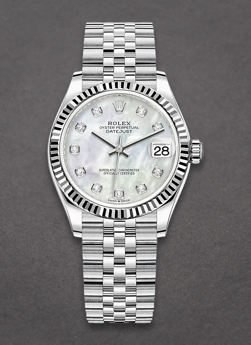 Rolex Unworn Mid Size 31mm Datejust in Steel with Fluted Bezel