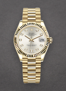 Rolex Unworn 278278-0034 President 31mm Mid Size in Yellow Gold with Fluted Bezel 278278-0034