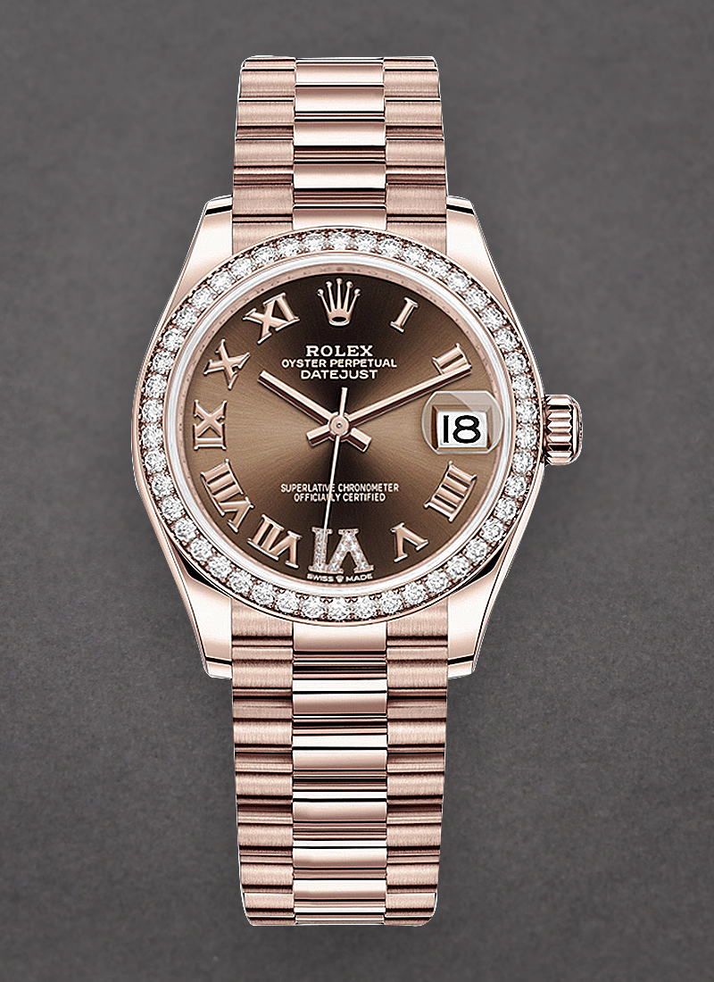 Rolex Unworn Datejust 31mm in Rose Gold with Dimoand Bezel