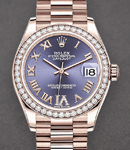 Datejust 31mm in Rose Gold with Dimoand Bezel on President Bracelet with Purple Roman Dial - Diamonds on 6