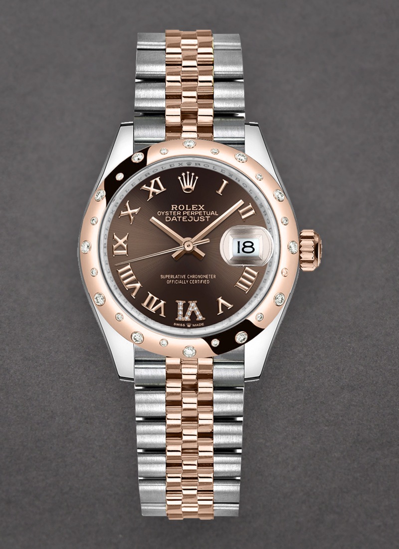 Rolex Unworn Datejust 31mm in Steel with Rose Gold 24 Diamond Bezel