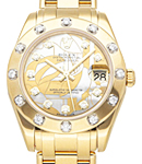 Masterpiece Lady's with Yellow Gold 12 Diamond Bezel on Pearlmaster Bracelet with Goldust MOP Diamond  Dial