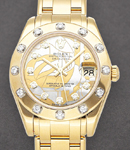 Masterpiece Lady's with Yellow Gold 12 Diamond Bezel on Pearlmaster Bracelet with Goldust MOP Diamond  Dial