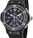 Big Bang Black Carat 44mm in Black Ceramic with Black Baguette Diamond Bezel on Black Rubber Strap with Black Dial