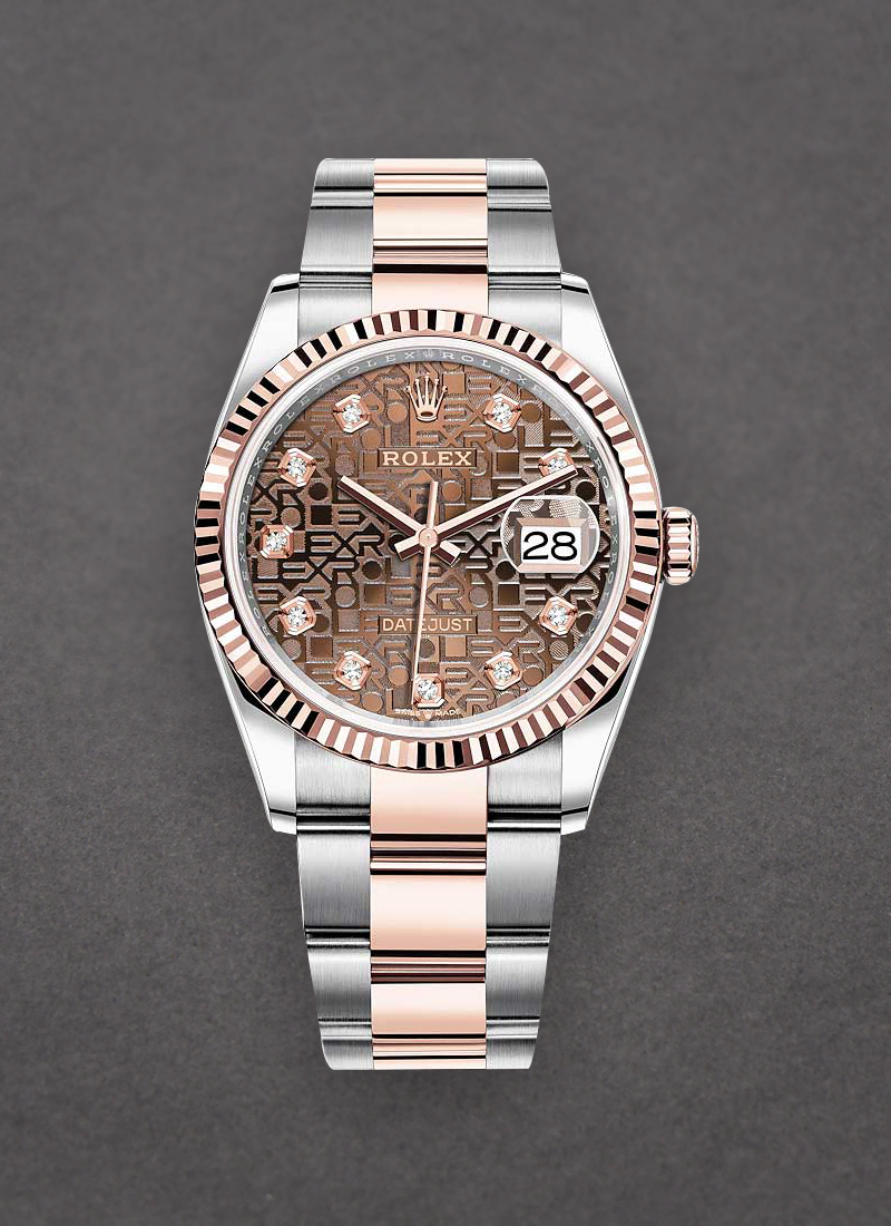 Pre-Owned Rolex Datejust 36mm in Steel with Rose Gold Fluted Bezel