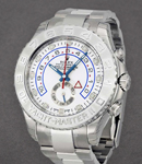 Yacht-Master II Large Size 44mm in White Gold with Platinum Bezel on Oyster Bracelet with White Arabic Dial - Blue Hands