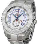 Yacht-Master II Large Size 44mm in White Gold with Platinum Bezel on Oyster Bracelet with White Arabic Dial - Blue Hands